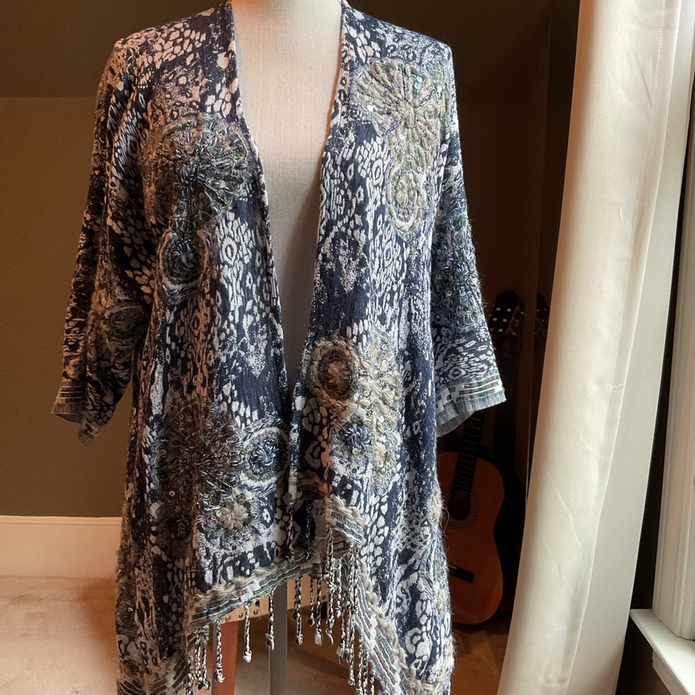 Soft Surroundings Emory Open Front Navy Cardi Top… - image 5